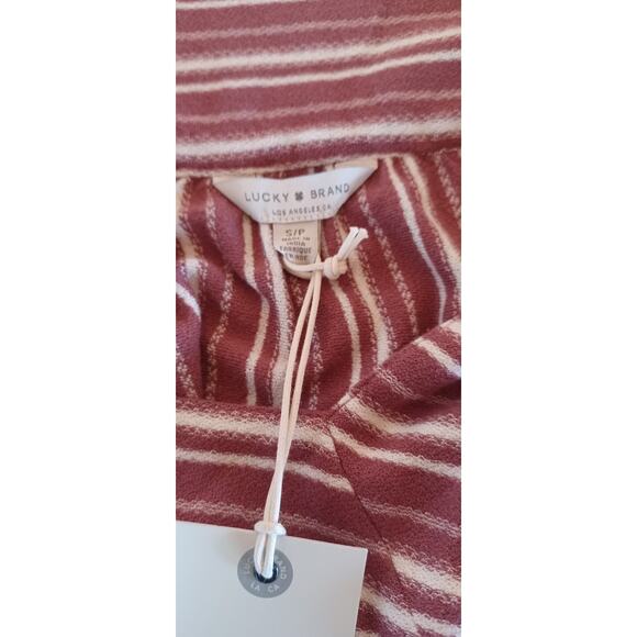 NWT Lucky Brand Blouse Women's Small Maroon and Cream Color 100% Cotton Beachy - Picture 5 of 7